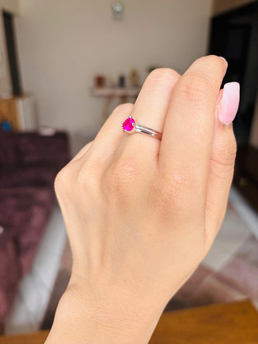 925 Silver Pink Stone Ring